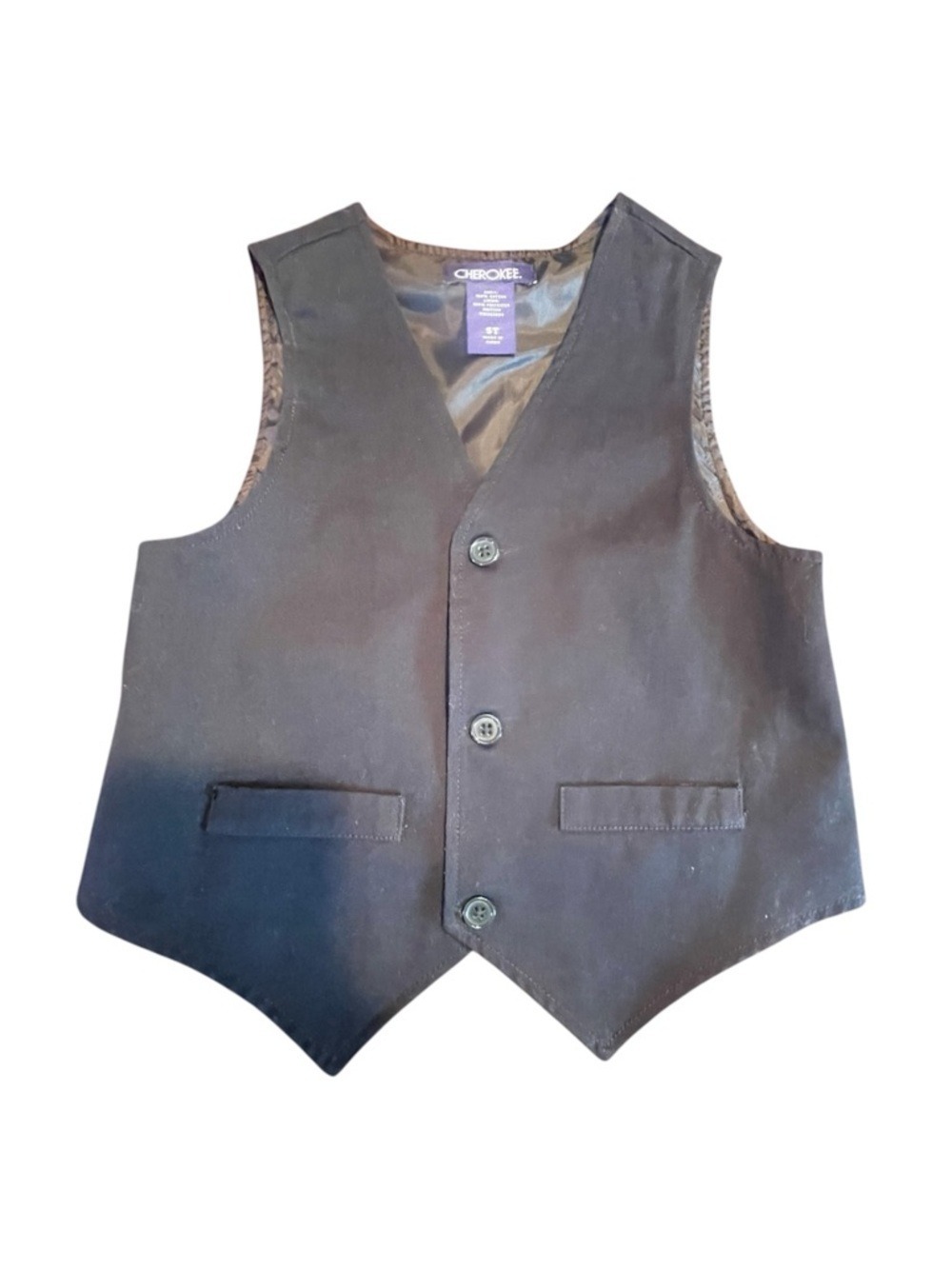 Cherokee Black Cotton Suit Vest Boys 5T Dark Academia Goth Wedding Formal Vest